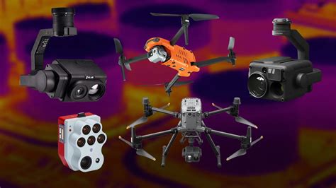 Infographic showing a drone with a thermal camera assisting firefighters