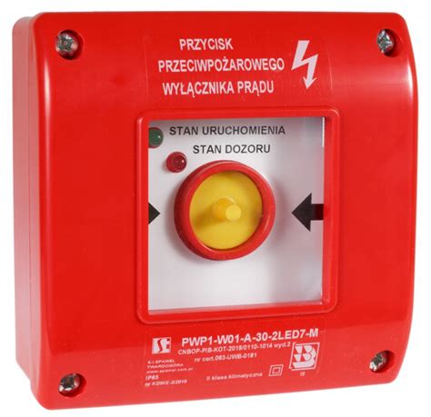 Przykładowy przycisk uruchamiający przeciwpożarowy wyłącznik prądu