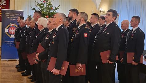 Infografika przedstawiająca najważniejsze odznaczenia otrzymane przez OSP Młodzieszyn