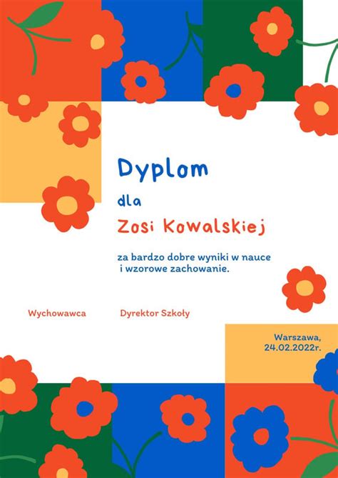 Ilustracja: Różnorodne wzory dyplomów (przedszkole, szkoła, kurs) w różnych stylach