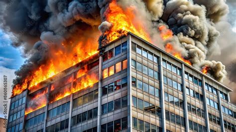 Thematic photo of a burning building or a fire rescue operation