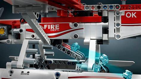 A detailed view of the LEGO Technic 42040 Fire Plane's engine and propeller.