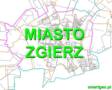 Mapa Zgierza z zaznaczonymi lokalizacjami składowisk odpadów przy ulicach Miroszewskiej, Łukasińskiego i Struga