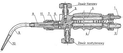 Diagram budowy palnika gazowego i jego elementów