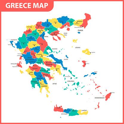 Mapa Grecji z zaznaczonymi regionami Krety i Attyki