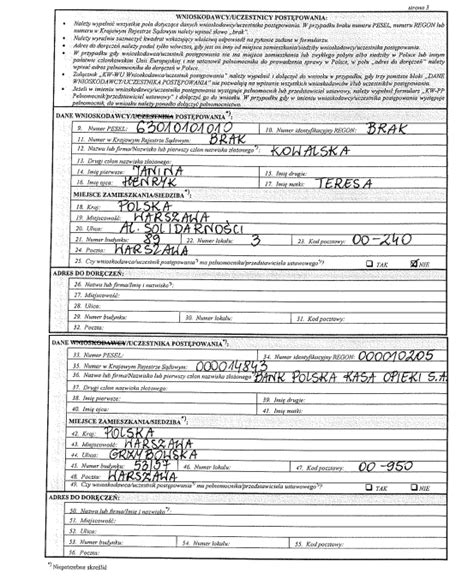 Przykładowy wpis w księdze majątkowej OSP