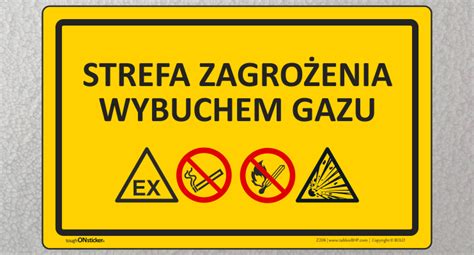 Ilustracja przedstawiająca strefy zagrożenia wybuchem w typowej lakierni, z zaznaczonymi obszarami wymagającymi szczególnych środków ostrożności.