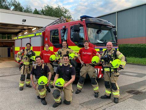 Thematic photo of a fire engine or volunteer firefighters in action