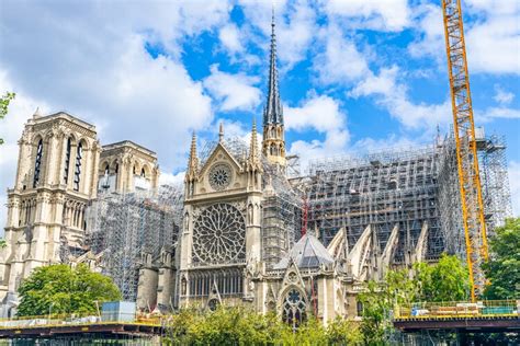 Photo of the rebuilt spire of Notre-Dame Cathedral