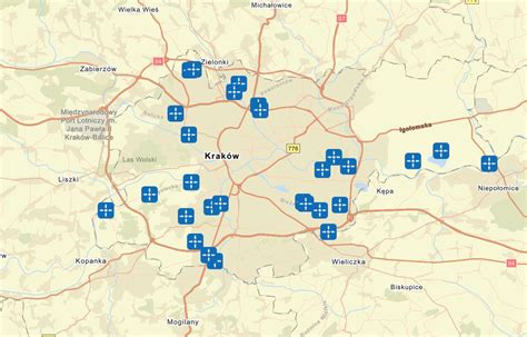 Mapa z lokalizacją Miasteczka Dzieci w Krakowie