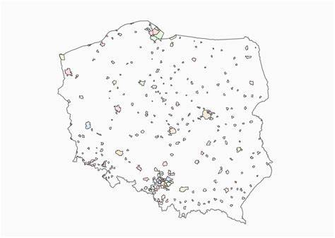 Mapa Polski z zaznaczonymi obszarami odpowiedzialności OSP