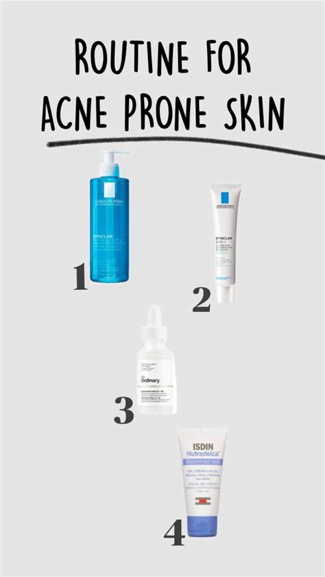 A visual representation of a daily skincare routine for acne-prone skin, highlighting the steps of cleansing and moisturizing with Effaclar H.
