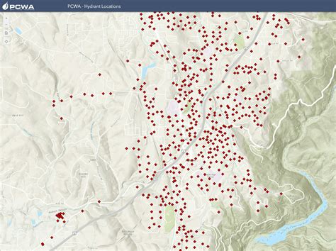 Map highlighting areas with fire hydrant coverage and areas where they were decommissioned (conceptual)