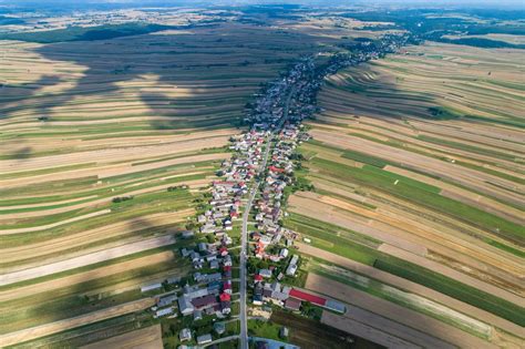 Widok na wieś Groble, Podkarpacie, Polska