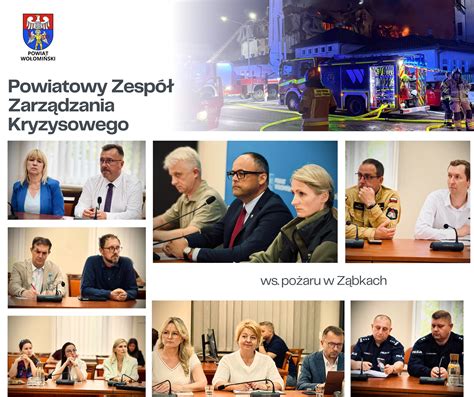 Odprawa sztabu kryzysowego z udziałem dowódców PSP i przedstawicieli władz na miejscu pożaru