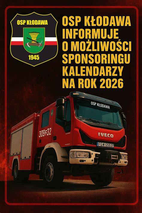 Wizytówki sponsorów i logo jednostki OSP umieszczone na kalendarzu