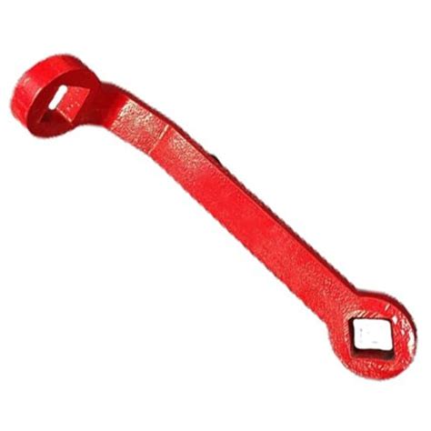 Close-up photo of a fire hydrant valve being operated by a special wrench