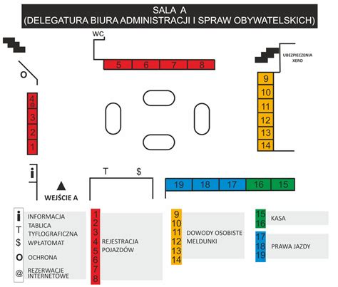 plan sali OSP Mazew, schemat rozmieszczenia dekoracji