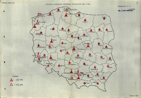 Mapa z zaznaczonymi punktami rozmieszczenia jednostek OSP