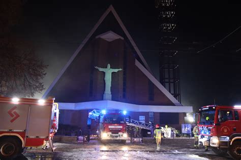 schemat kościoła Najświętszego Serca Jezusowego z zaznaczonym miejscem pożaru