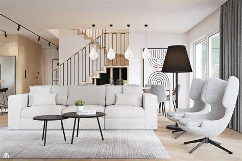 Infografika przedstawiająca koncepcje aranżacji wnętrz z konkursu lub zdjęcie mebli Etap Sofa w nowoczesnym salonie