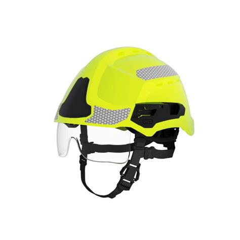 Przekrój hełmu MSA Gallet pokazujący warstwy ochronne i system amortyzacji.