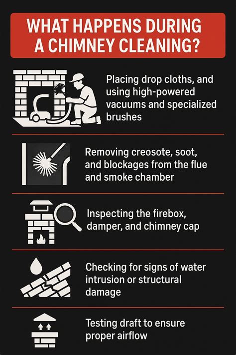 Infographic showing the process of a chimney fire or how chimney cleaning works