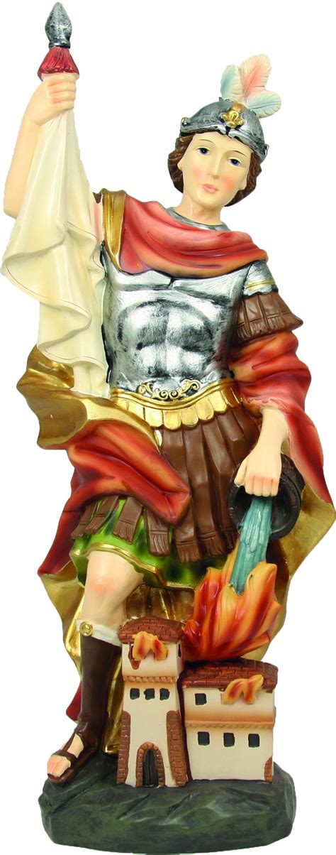 figurka św. Floriana, patrona strażaków, stojąca na biurku