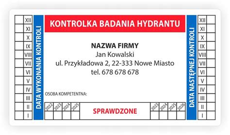 Kontrolka badania hydrantu