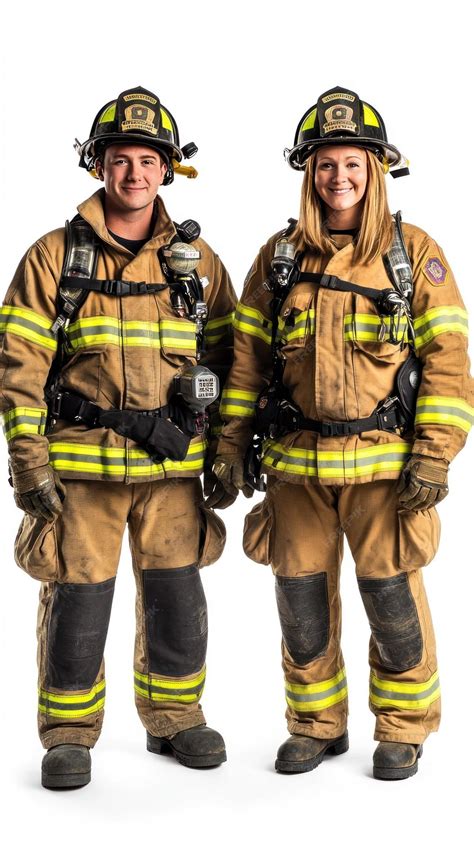 Photo of a male and female firefighter in full gala uniform