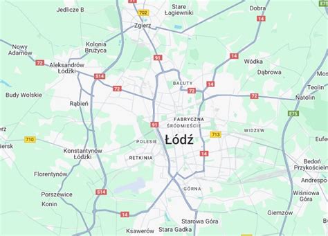 mapa Łodzi z zaznaczoną ulicą Okólną 240 i informacją o utrudnieniach w ruchu