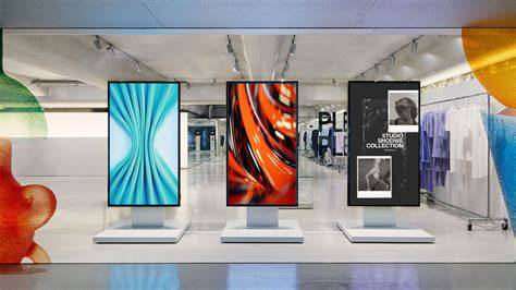 zdjęcie totemów zewnętrznych Digital Signage przed remizą