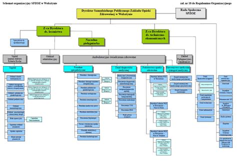 Schemat organizacyjny OSP Łasków Jędrzejów z zaznaczonymi kluczowymi obszarami działalności