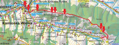 mapa gminy Kamionka Wielka z zaznaczoną miejscowością Mystków