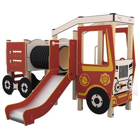 Thematic photo of a fire truck in a rural setting, possibly from a game screenshot or concept art