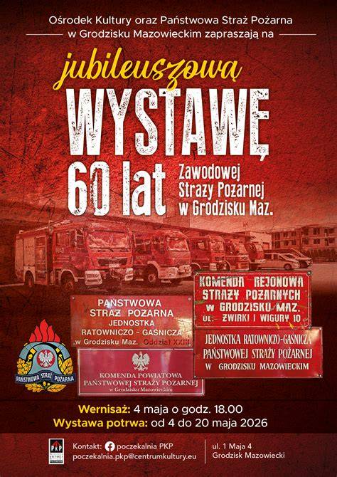 Zdjęcie plenerowej wystawy poświęconej 150-leciu straży pożarnej w Białymstoku na placu Jana Pawła II