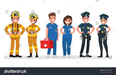 Infographic showing different emergency services workers with children holding plush toys