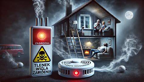 Grafika ostrzegawcza o zagrożeniach związanych z tlenkiem węgla (czadem)
