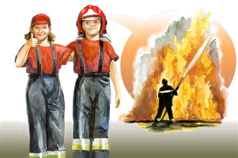 ilustracja przedstawiająca podwodnego strażaka gaszącego pożar