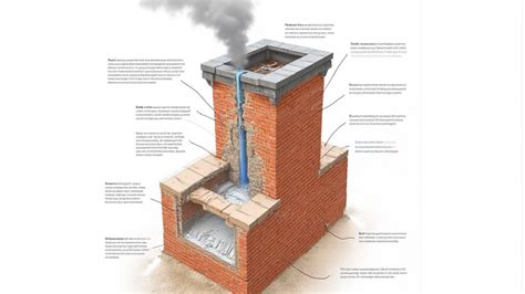Schemat przekroju komina z zamontowaną nasadą kominową
