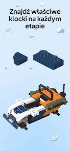 zrzut ekranu z aplikacji LEGO Builder pokazujący instrukcje 3D