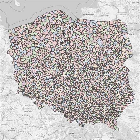 Mapa administracyjna Gminy Bełchatów z zaznaczonymi sołectwami