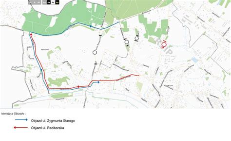Mapa objazdów w rejonie pożaru autobusu