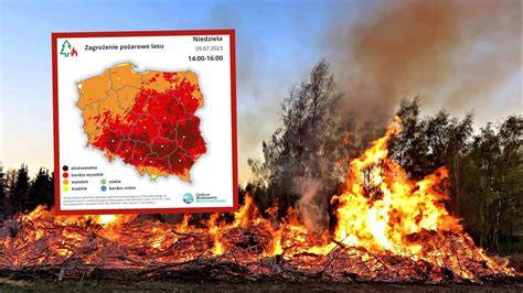 Infografika przedstawiająca aktualne zagrożenie pożarowe w lasach