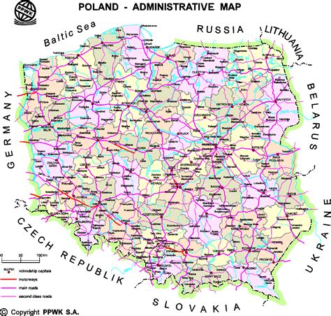 Mapa logistyczna Polski z zaznaczonymi głównymi węzłami transportowymi i hubami spedycyjnymi