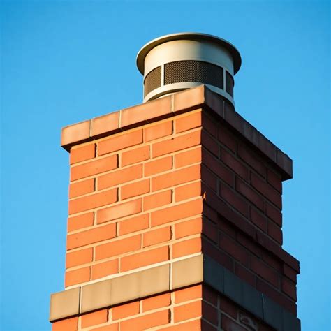 Ilustracja przedstawiająca różne typy nasad kominowych na tle dachu domu