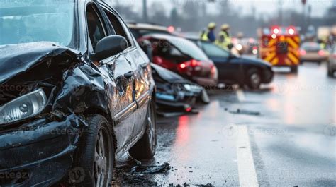 Photo of a motorcycle accident scene with emergency vehicles