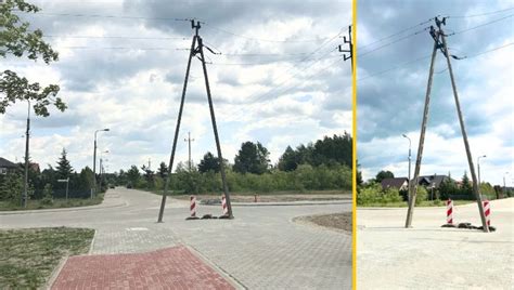 Zdjęcie zniszczonych słupów energetycznych w regionie Murmańska
