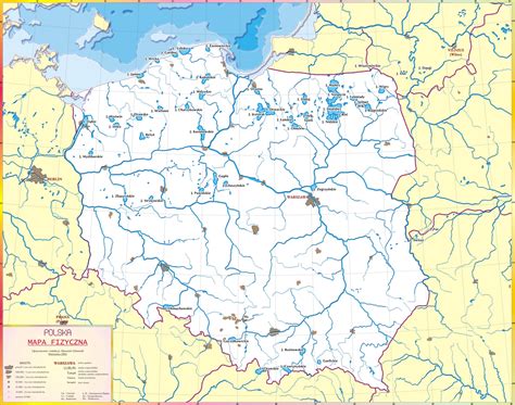 Mapa geograficzna Gminy Dobra z zaznaczonymi dolinami rzek i zbiornikiem Jeziorsko