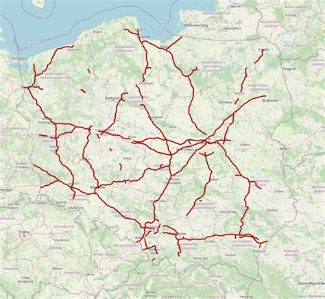 mapa gminy z zaznaczonymi nowymi lub wyremontowanymi odcinkami dróg